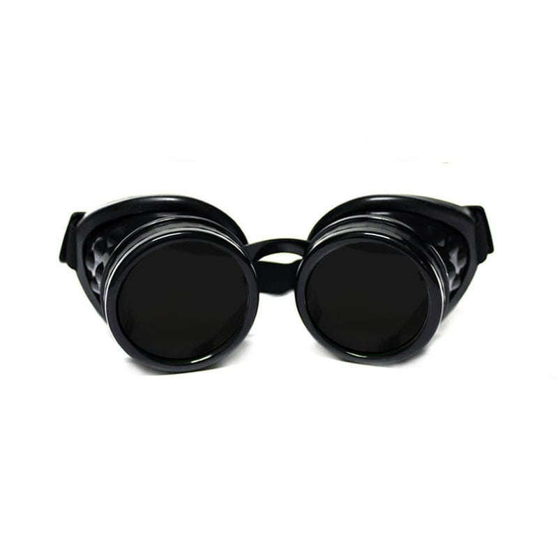 GloFX Steampunk Goggles Tinted - Rave EDM Festival Accessories - Gothic Cosplay Welder Goggles - Black Goggles with Dark Tint Lenses - Image 1